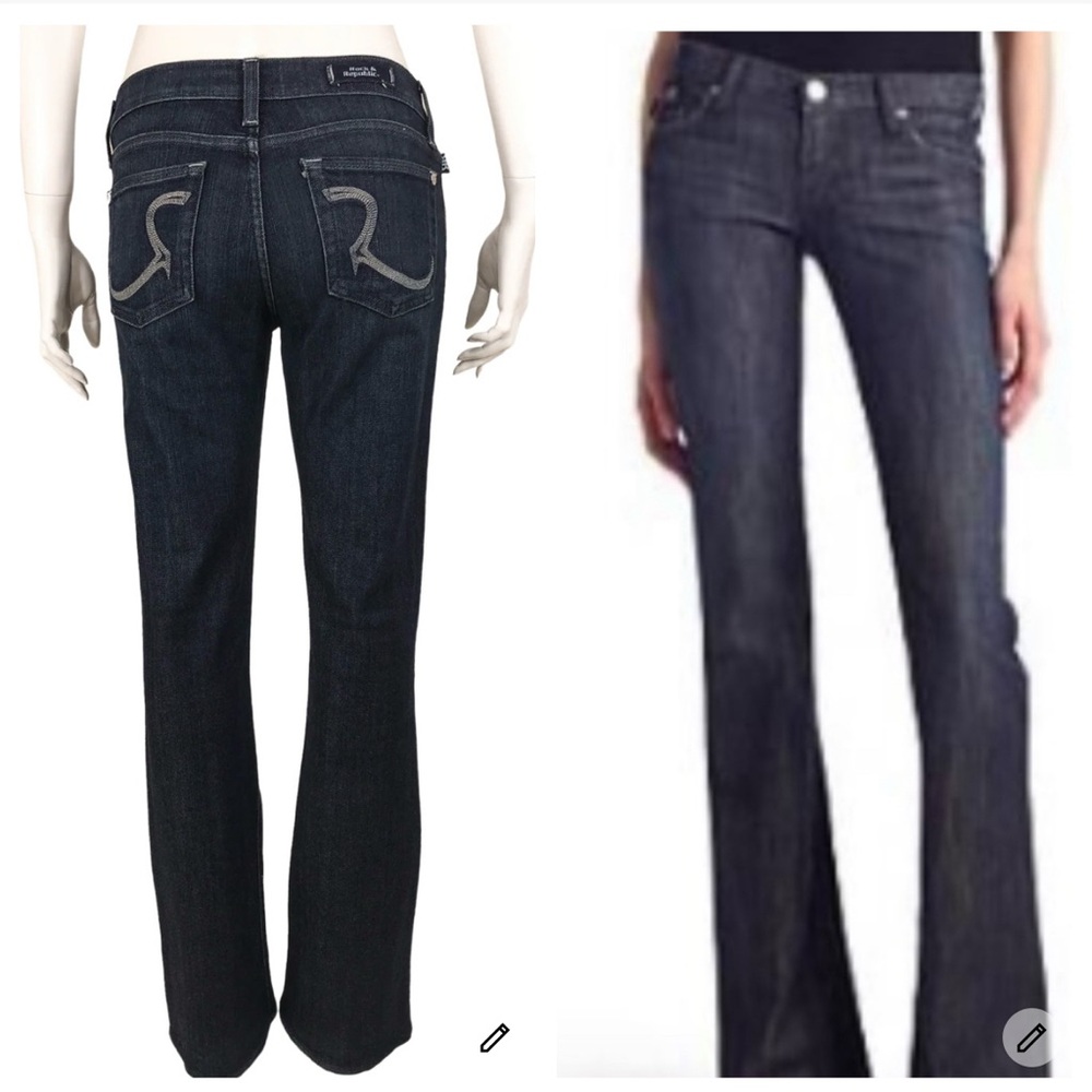NWOT Rock & Republic Kiedis Boot/Flare Jeans 27 Krypton Foncé Silver Stitch Y2K